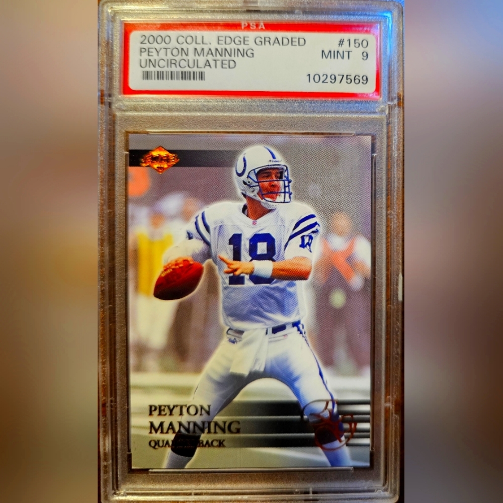 PEYTON MANNING NFL FOOTBALL CARD 2000 COLL EDGE GRADED Mint 9 Uncirculated